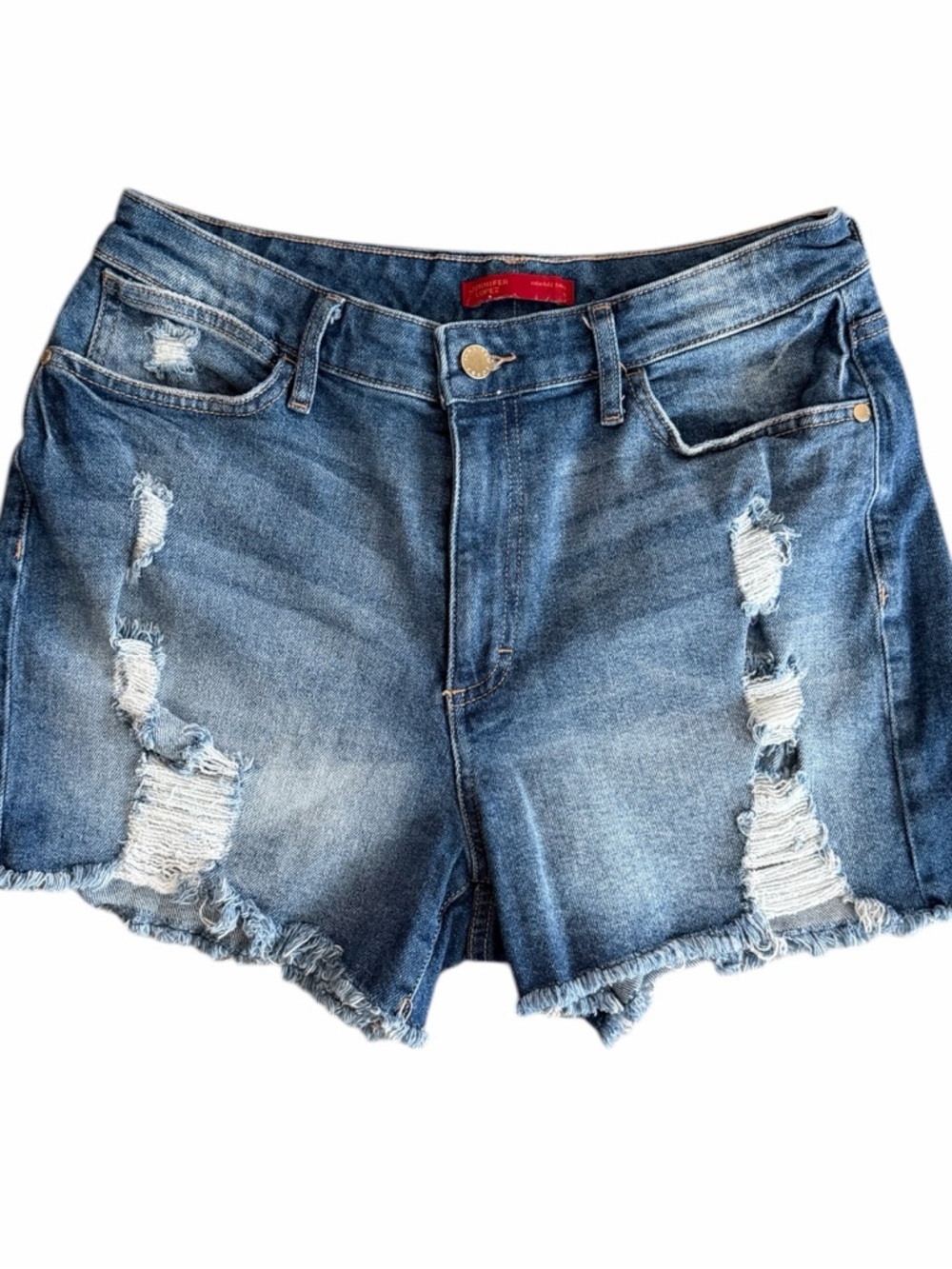 Jennifer Lopez Blue Distressed Jean Shorts